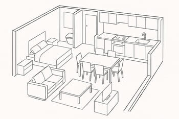 Açıq planlı müasir şəhər mənzili planlaşdırması