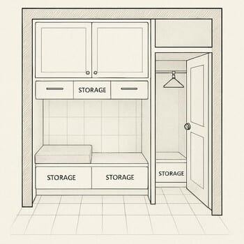 Giriş zonası üçün saxlama və asılqan planı