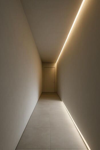 İşıq xətti ilə vurğulanan koridor keçidi