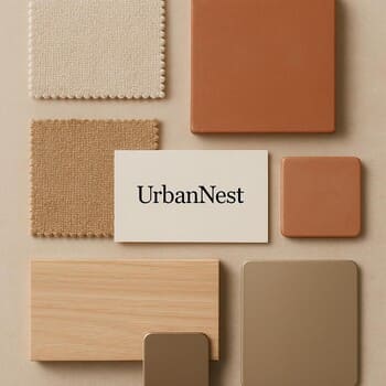 İsti neytral rənglərlə hazırlanan material board kompozisiyası