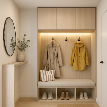 Uşaq palto və ayaqqabıları üçün səliqəli giriş zonası