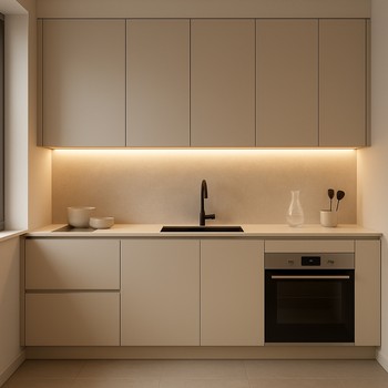 İsti işıqla işıqlandırılmış paralel mətbəx xətti