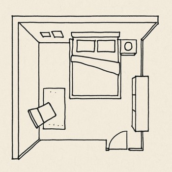 Künc yataq otağı üçün əl ilə çəkilmiş plan