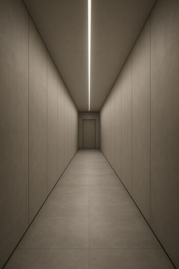 LED işıq xətti ilə vurğulanan koridor marşrutu