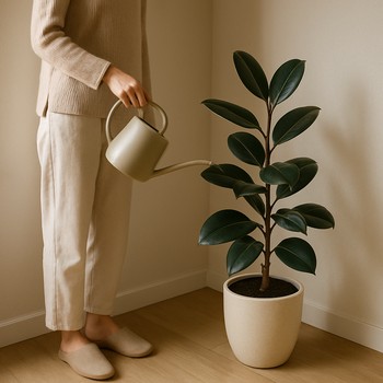 Bitkilərin sulandığı kiçik interyer küncü