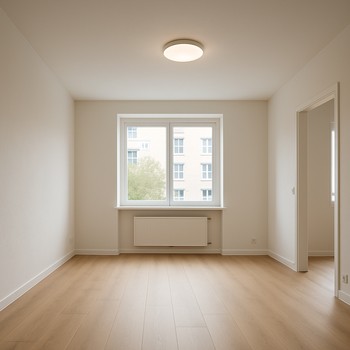 Stylingdən sonra sakit və yığcam qonaq otağı interyeri