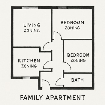 Ailə mənzili üçün otaqların və zonaların plan eskizi