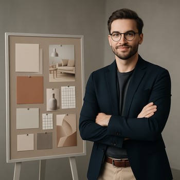 Layihə üzrə aparıcı interyer dizaynerinin portreti